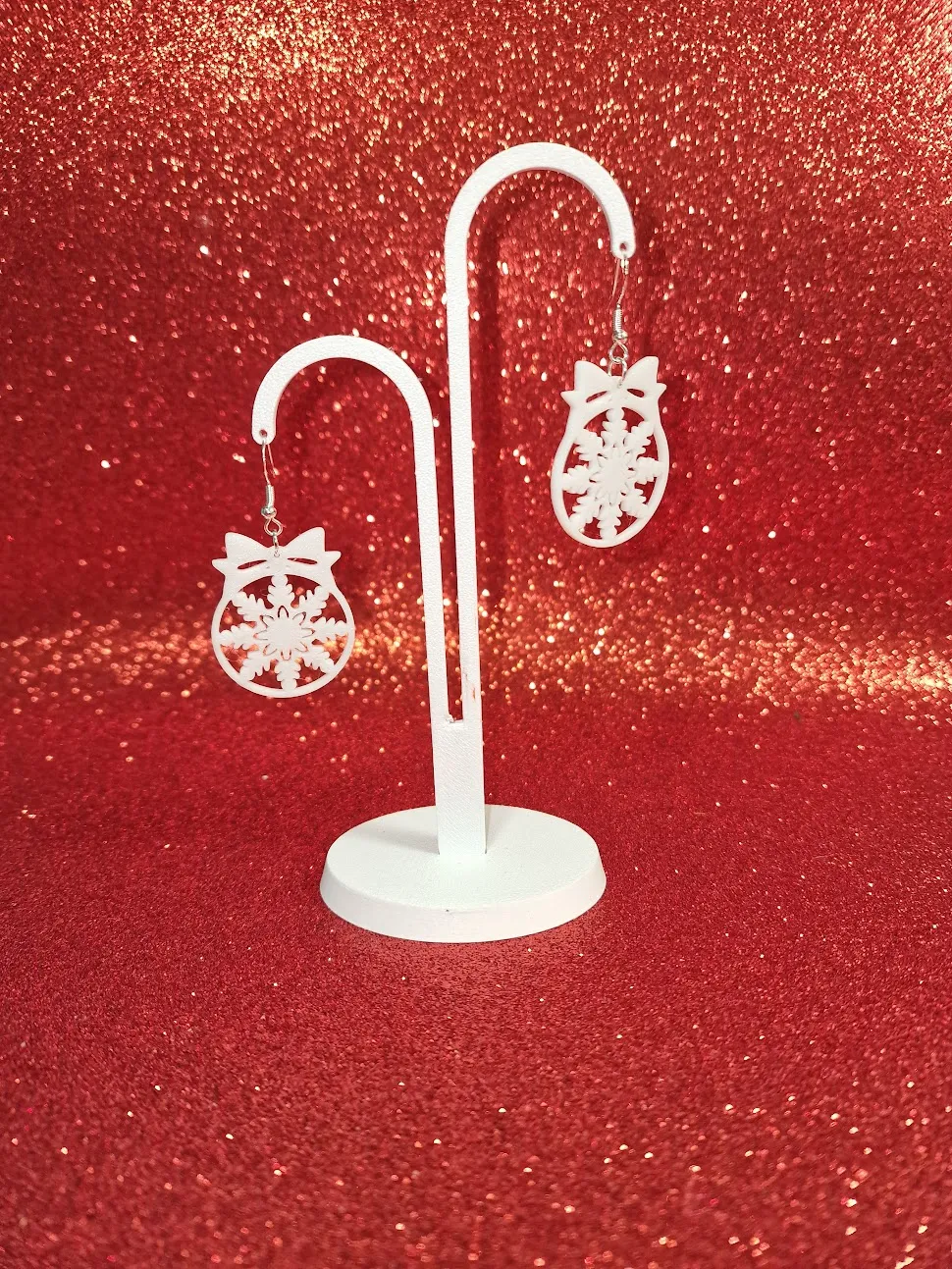 Snowflake in a ball earrings view 3