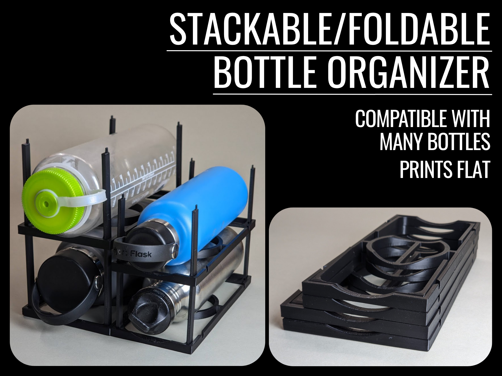 Miniatura 1 do modelo 3D Flat-Pack Modular Bottle Organizer