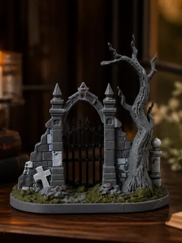 Figura decorativa: Gothic Cemetery Gate – Halloween sculpture decor — vista de referencia 2