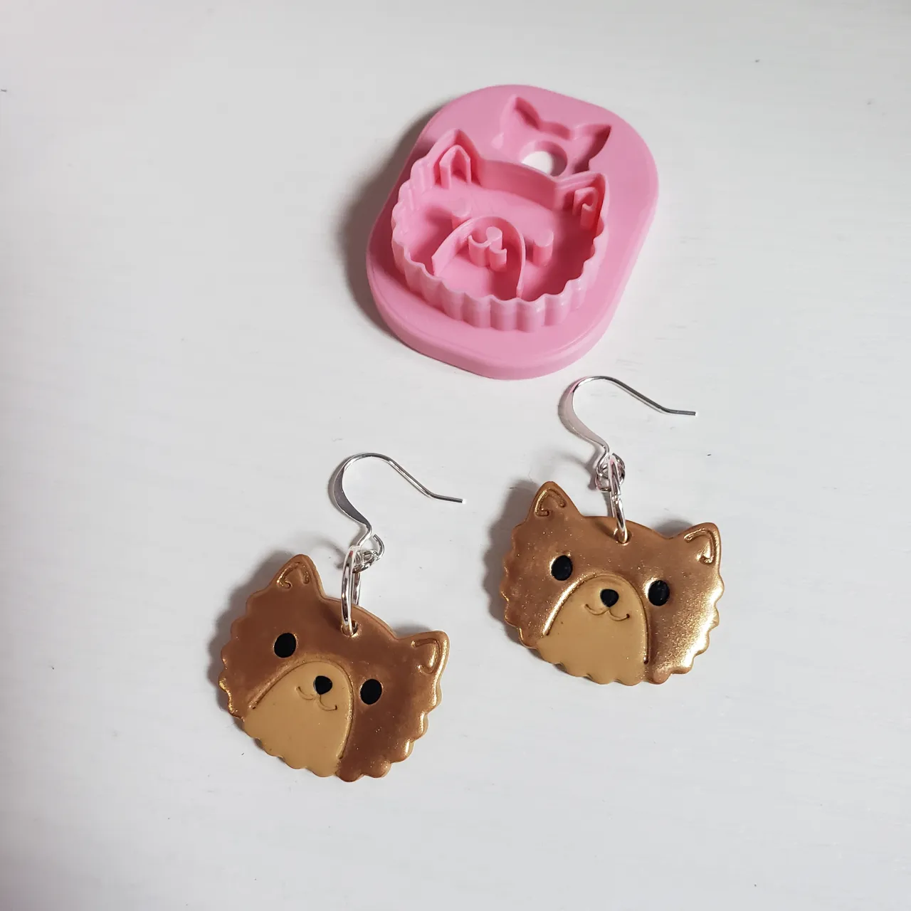 Fluffy Puppy Dog Face Polymer Clay Earring Cutter view 4