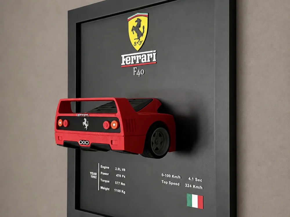 Marco decorativo: Ferrari F40 – Wall Art with Frame. Referencia del modelo original.