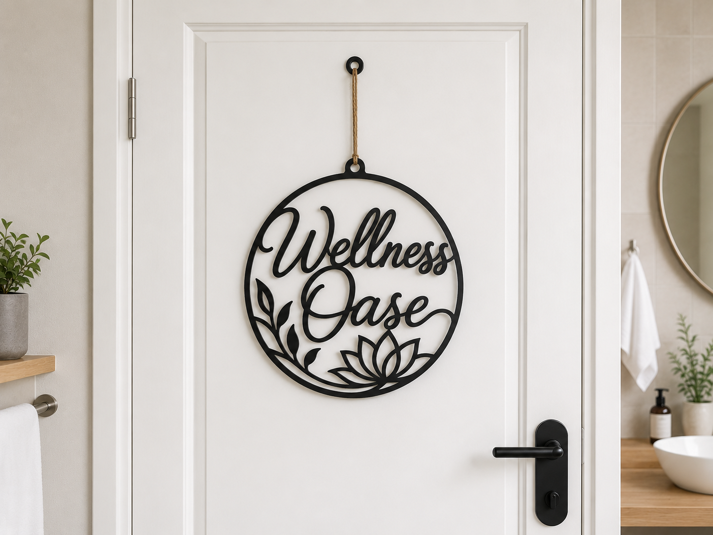 Wellness Oase Türschild Rund