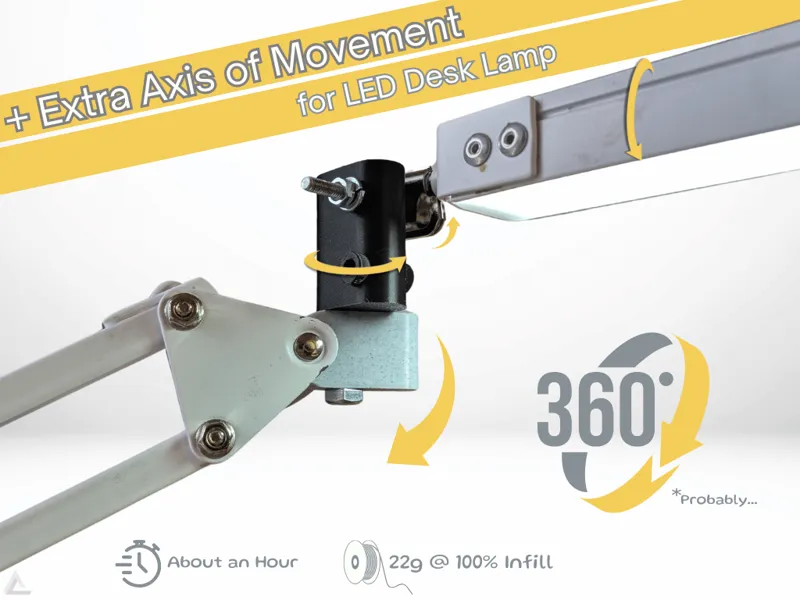 Desk Lamp Rotation Mount - 360 Degree & <20g & 1hr