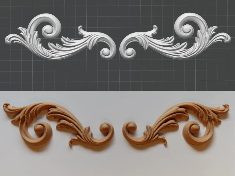 Coppia di fregi decorativi simmetrici