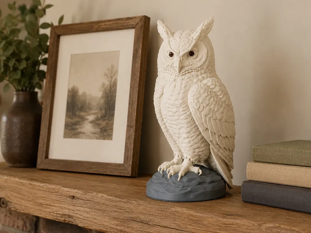 Estante o repisa: Majestic Great Horned Owl Decor. Referencia del modelo original.