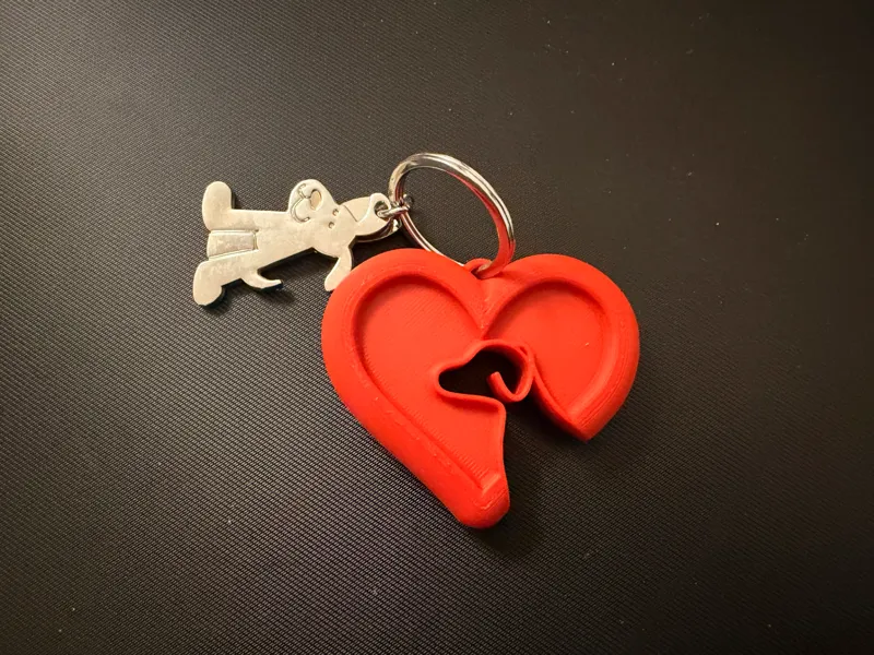 Cute Dog Couple Keychain Magnetic Heart Gift