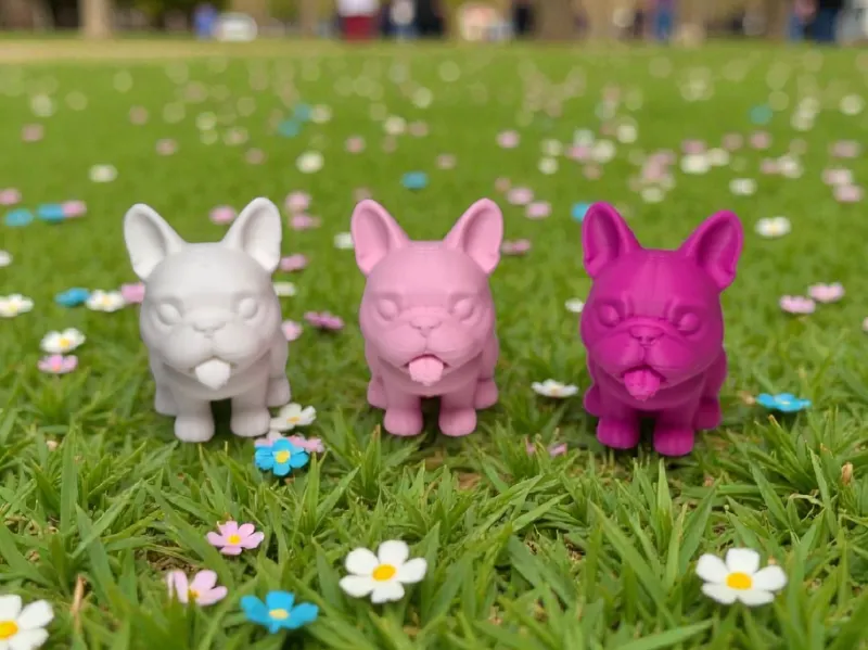 Cute Frenchie Figure (Optional Key Chain Holes)