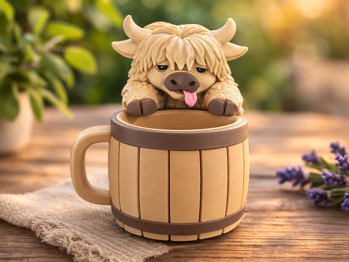 Highland Cow Barrel Buddy – Home Organizer