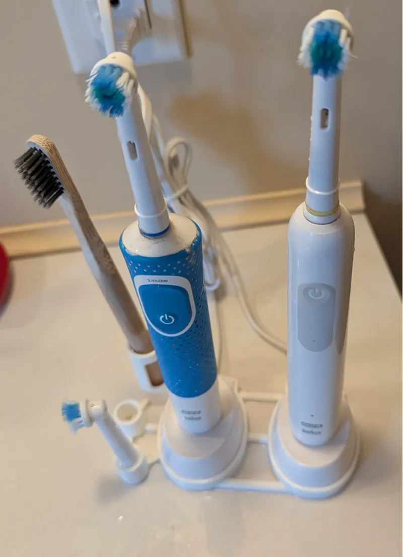 Organizer for two (2) Oral-B electric toothbrushes
