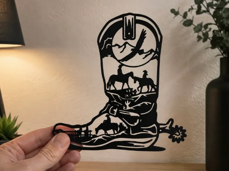 Escenografía en miniatura: Western Cowboy Boot. Referencia del modelo original.