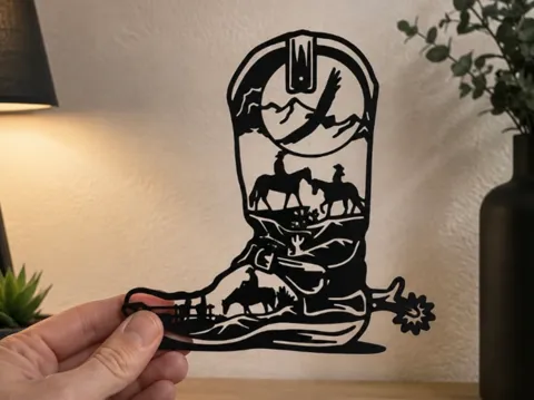 Escenografía en miniatura: Western Cowboy Boot — referencia de MakerWorld