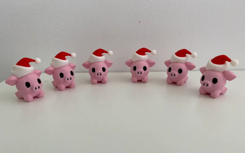 Cute Pig With A Santa Hat