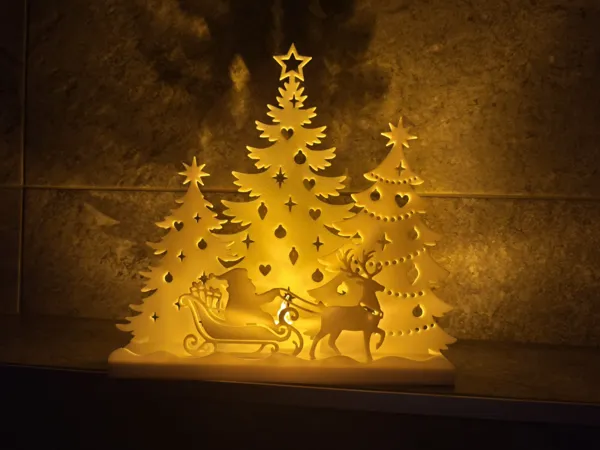 Silhouette lumineuse de Noël — traîneau du Père Noël