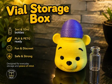 Organizador: Winnie the Pooh Vial Storage Box Peptide 3ml 10ml — referencia de MakerWorld