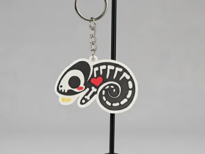 Skeleton Chameleon Keychain – Halloween Edition