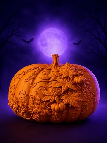 Adorno temático: Harvest Tapestry Pumpkin — vista de referencia 2