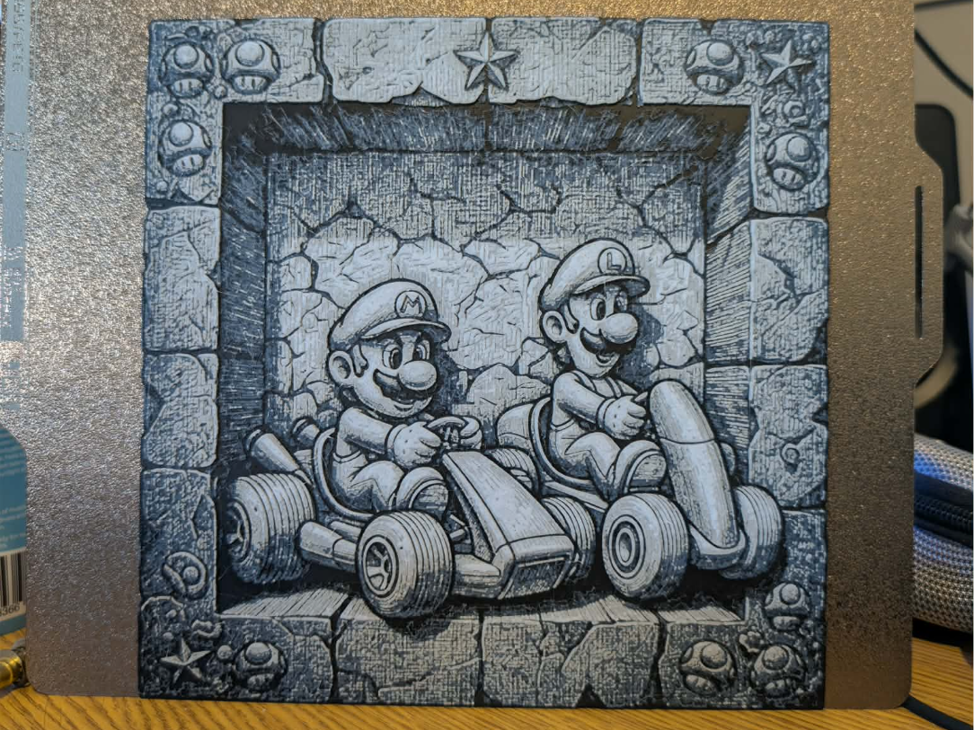 Slate look Mario and Luigi - hueforge
