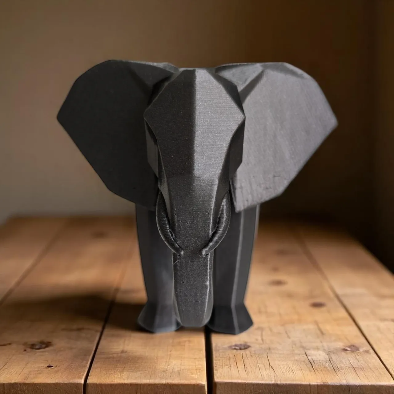 Modern Minimalist Low Poly Elephant Statue view 3