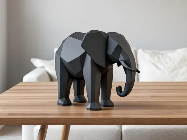 Modern Minimalist Low Poly Elephant Statue