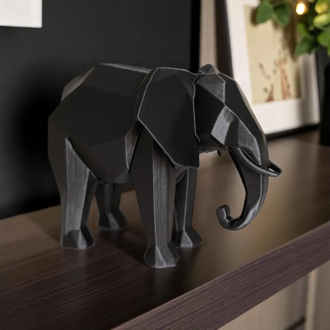 Modern Minimalist Low Poly Elephant Statue view 4