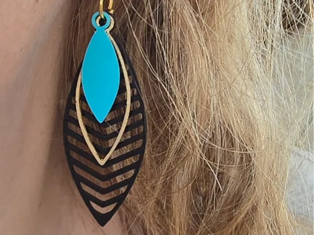 Boucles d'oreille plume lagune
