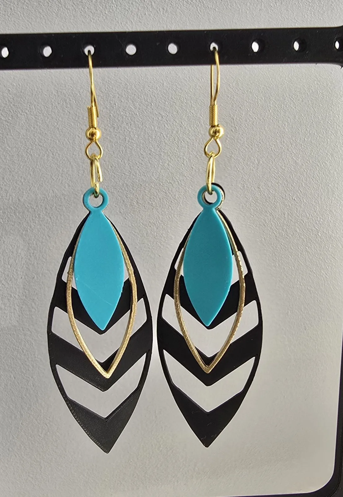 Boucles d'oreille plume lagune view 2