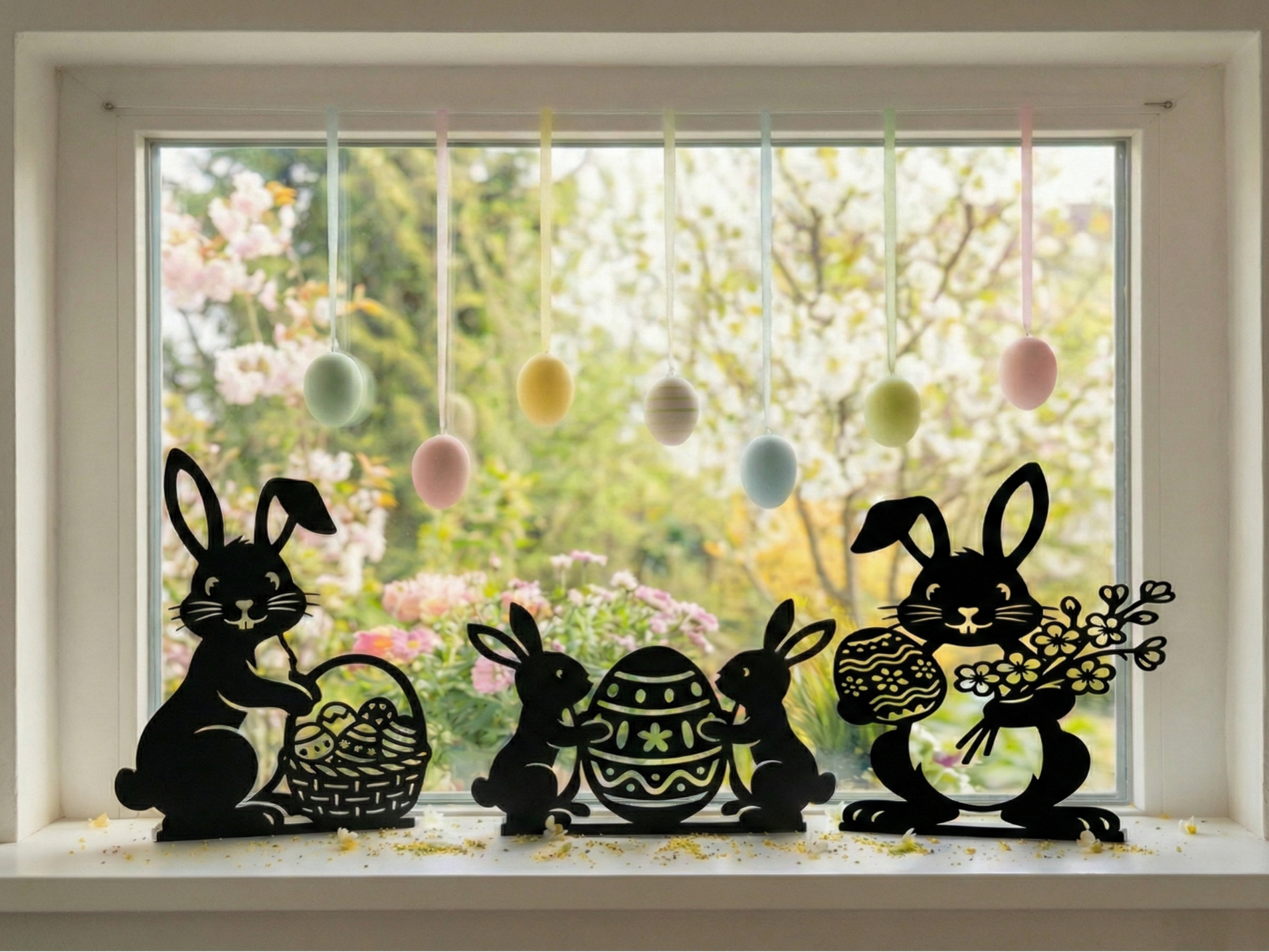 Süße Osterhasen für die Fenster 