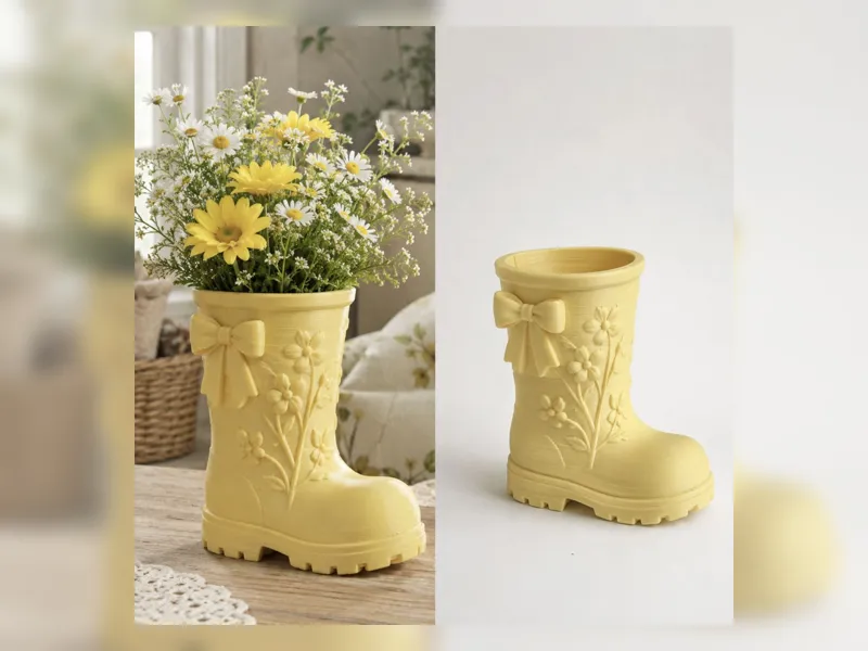 Yellow Daisy Boot Vase