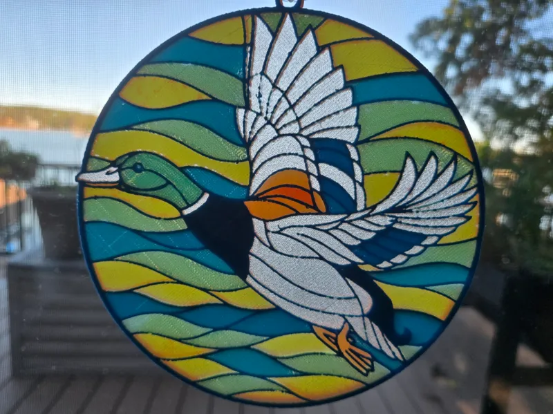 Mallard Drake in Stained-glass Style