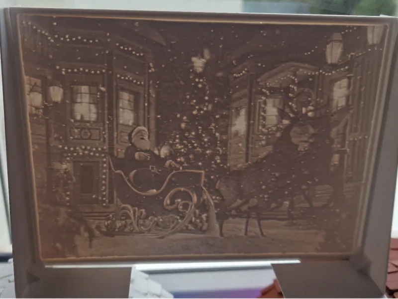 Lithophane Weihnachtsmann mit Schlitten