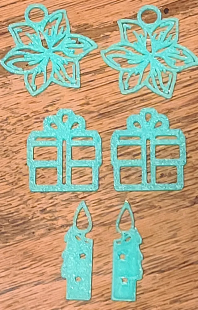 Christmas Flower, Present, Candle Earrings