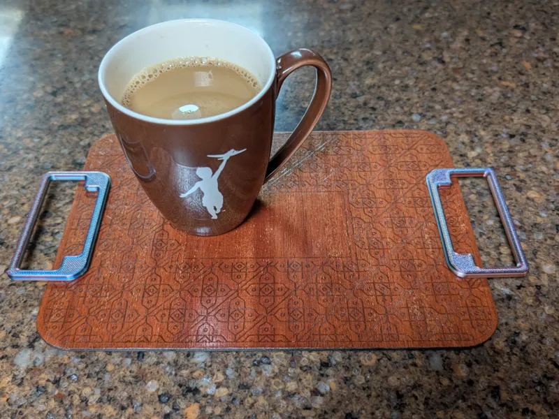 Tea Tray With Pattern - Snap together handles