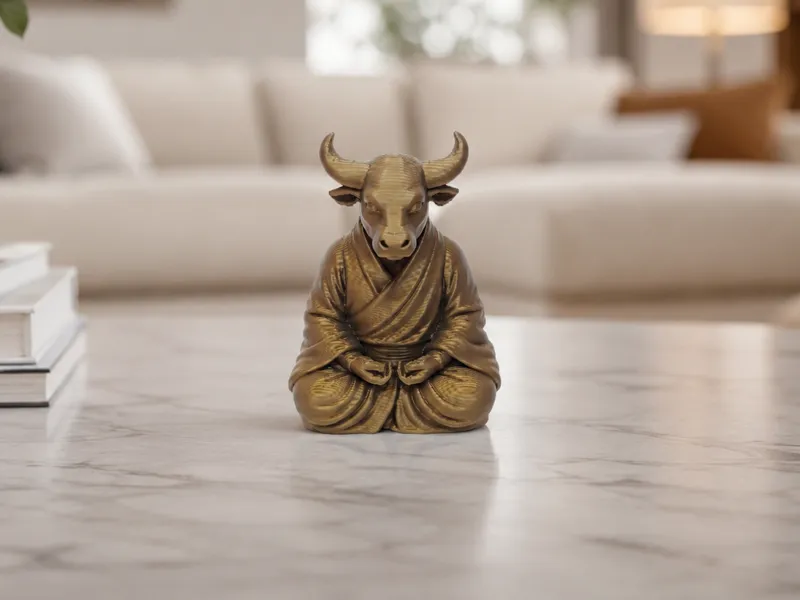Meditierender Stiermoench "Zenhorn" Zen Dekofigur!