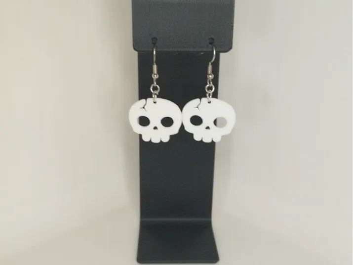 Cracked Skull Earrings – 3D Printed