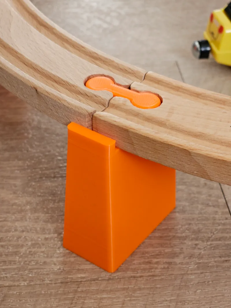 Pillar for wooden train tracks