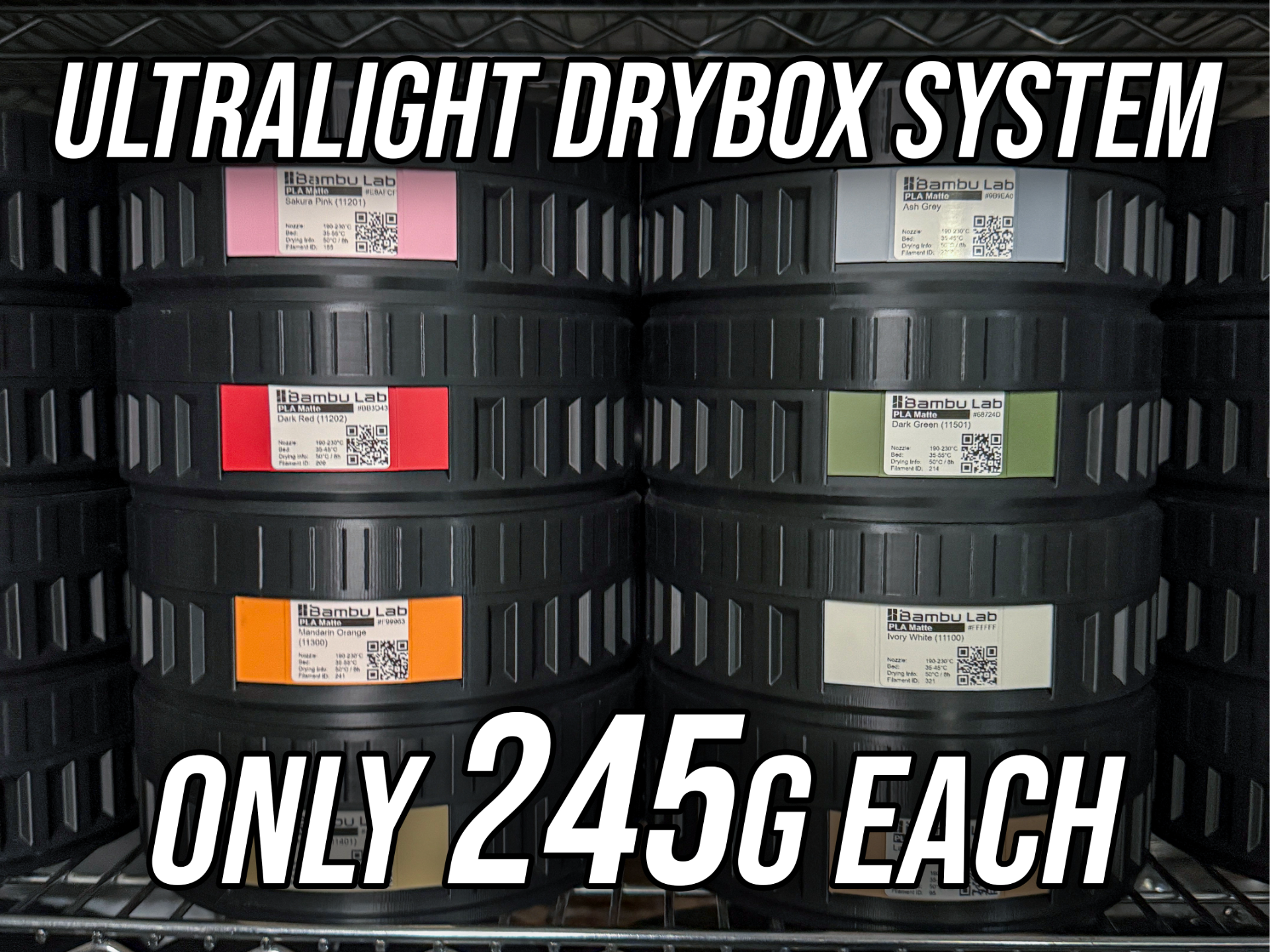 Ultralight Filament Drybox Storage System (245g)