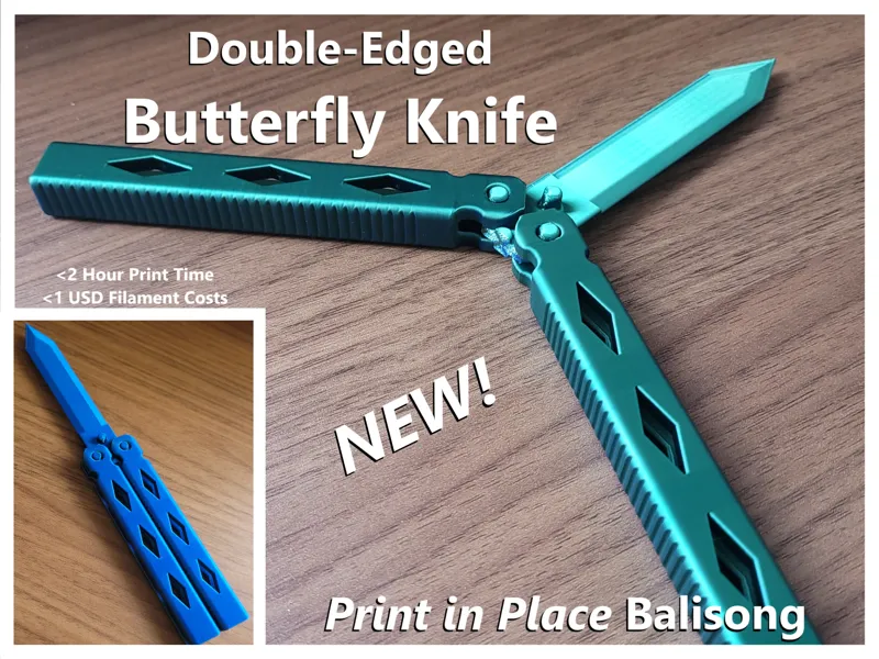 Double-Edged Butterfly Knife - Print in Place
