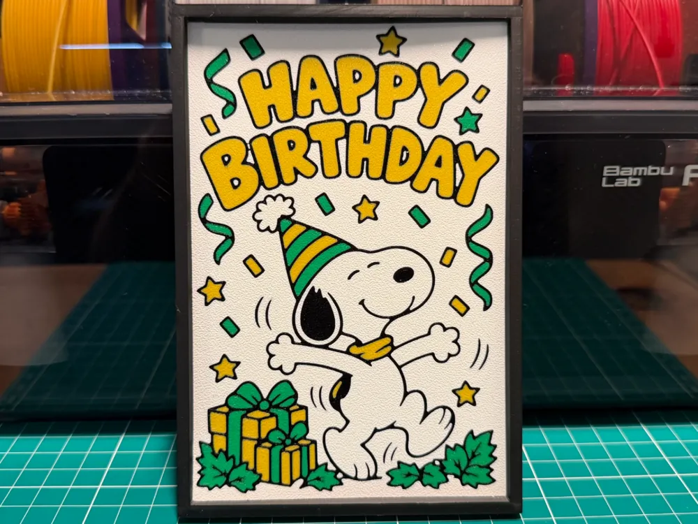 Happy Birthday Framed Gift - Free 3D Print Model - MakerWorld