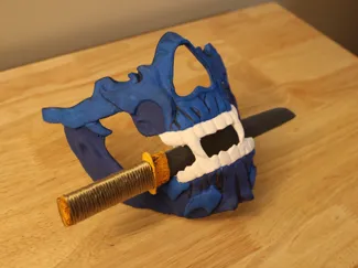 Skeletal Samurai Mask with Knife