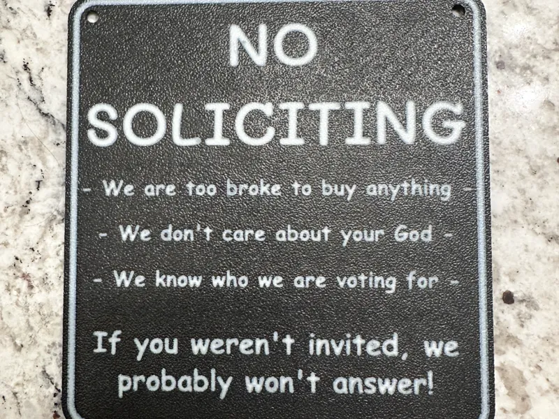 No Soliciting Sign