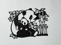 Silhouette murale panda et son bébé — photo 3