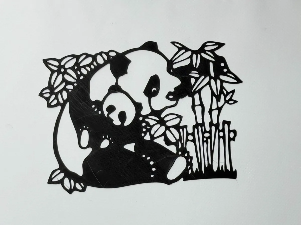 Silhouette murale panda et son bébé