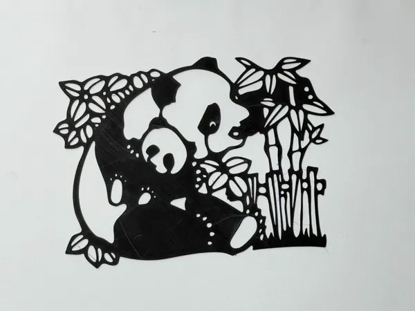 Silhouette murale panda et son bébé