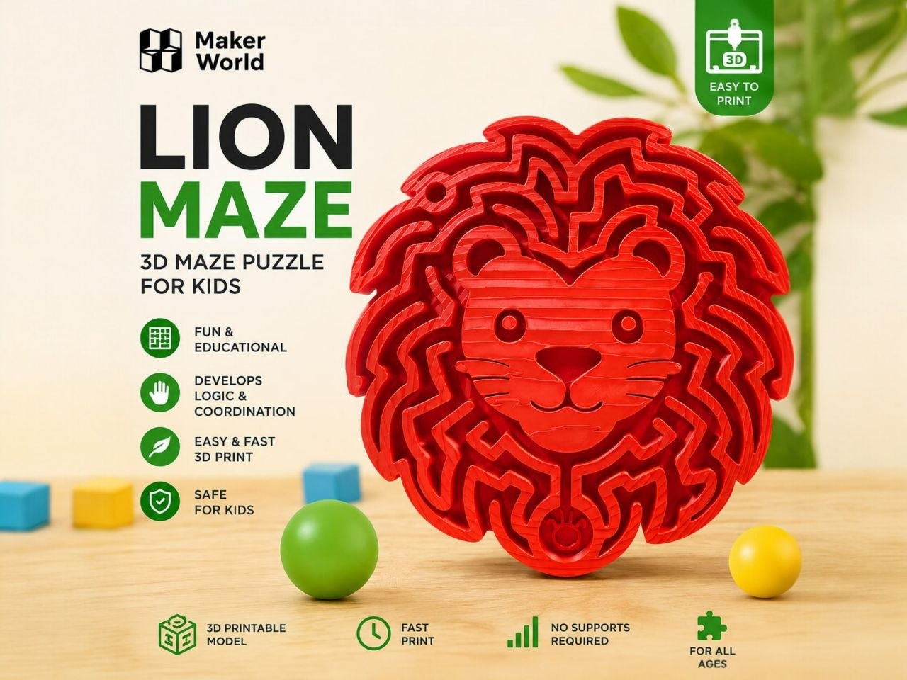 Lion Maze – Fun & Educational Ball Puzzle 