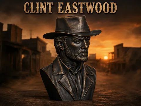 Figura decorativa: Clint Eastwood Western Bust — referencia de MakerWorld