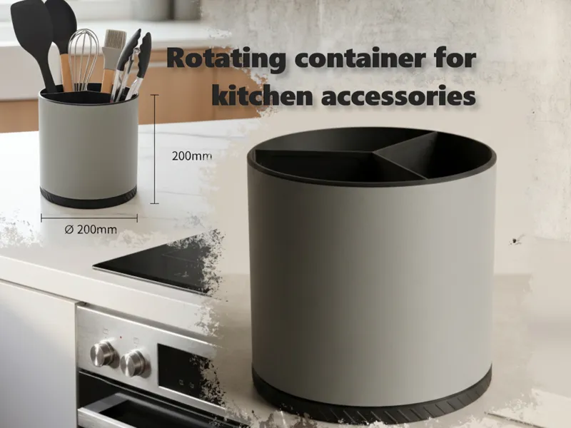 Rotating container for kitchen accessories