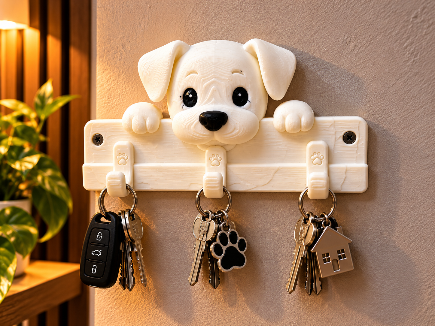 Cute Dog Key Holder – Wall Mounted Key Organizer 3D model