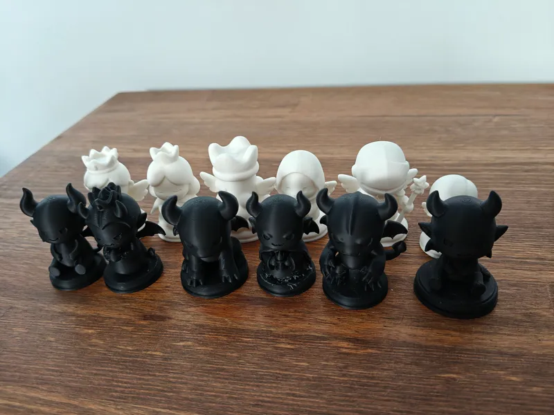 Cute Battle: Chibi Angel & Demon Chess Pieces