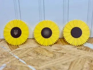 Sunflower Magnet or Pin Tryzub, Seeds, or Blank