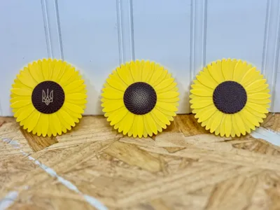 Sunflower Magnet or Pin Tryzub, Seeds, or Blank